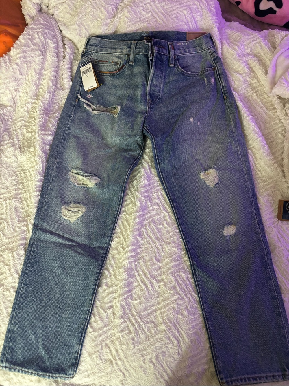 Polo by Ralph Lauren Women's boyfriend Distressed Blue Jeans
